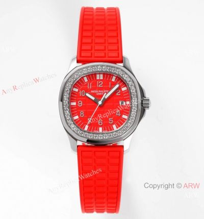 PPF Swiss Copy Patek Philippe Aquanaut Luce Quartz Watch Red Dial